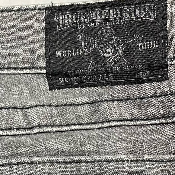 True Religion Disco Julie Jeans Silverado Grey Swarovski Crystal 28 pants - Picture 5 of 8
